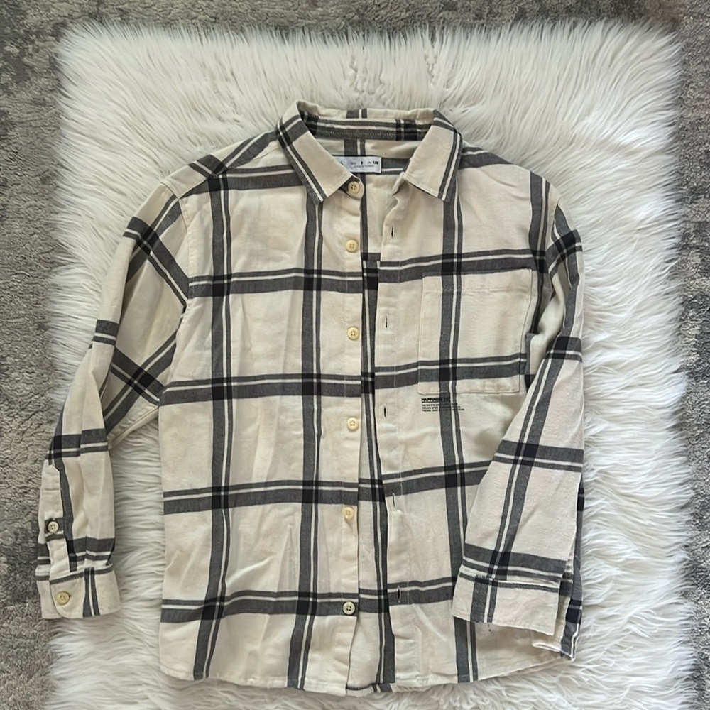 Zara cream button down shirt